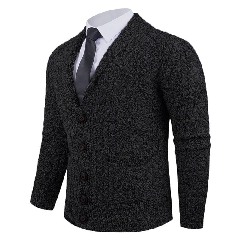 Men's knitted jacket with a marked diamond pattern and an elegant shawl collar Lune London