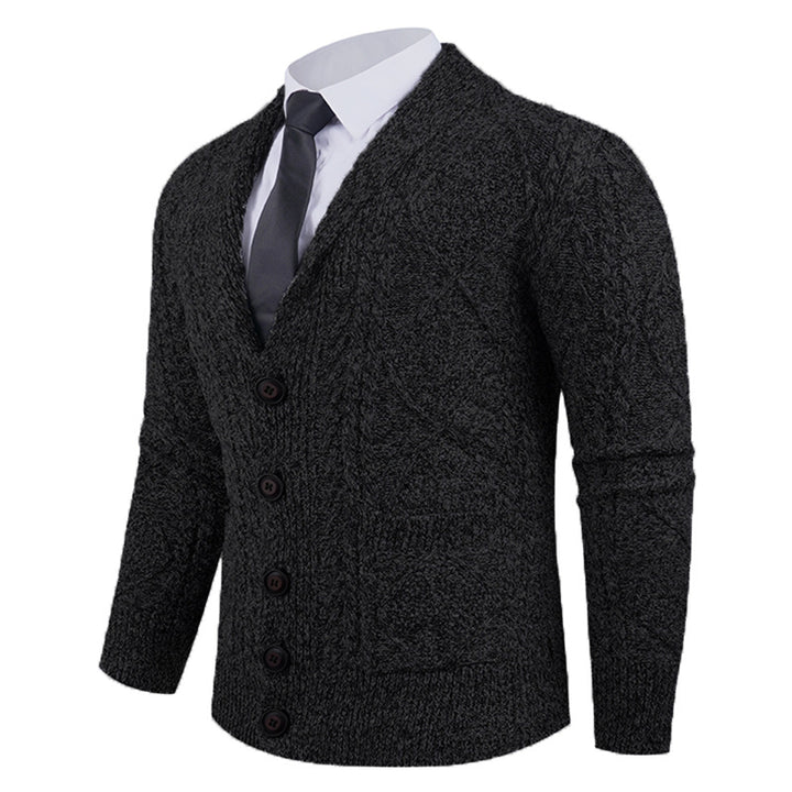 Men's knitted jacket with a marked diamond pattern and an elegant shawl collar Lune London