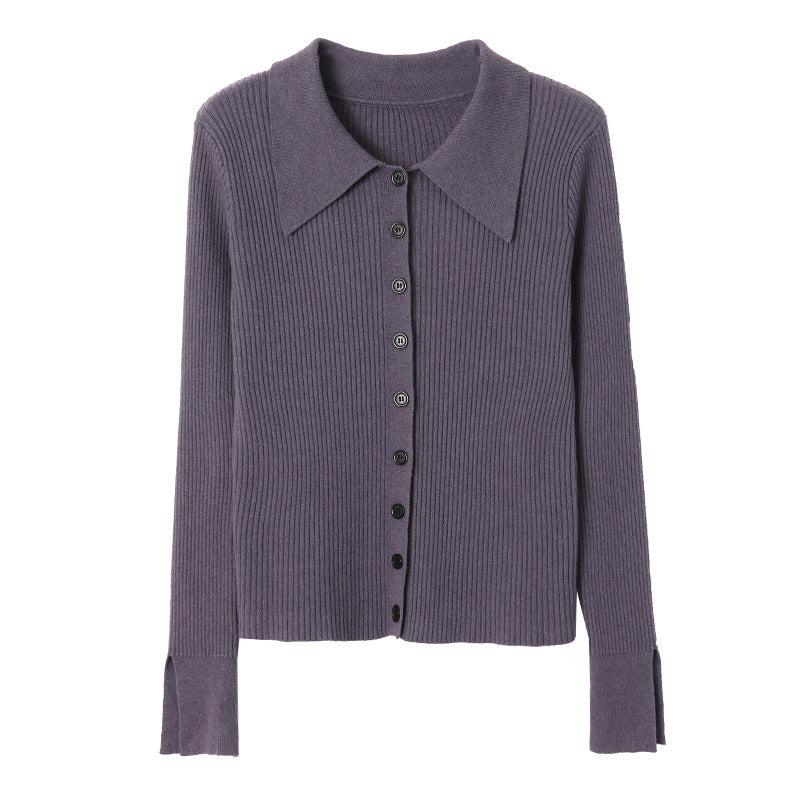 Ladies Elegant Knit Top with Large Collar Chic & Stil