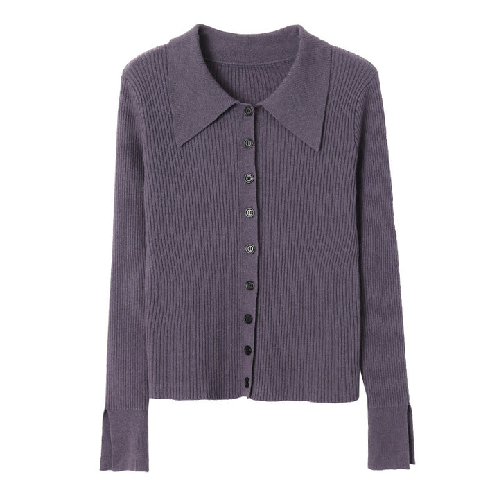 Ladies Elegant Knit Top with Large Collar Chic & Stil