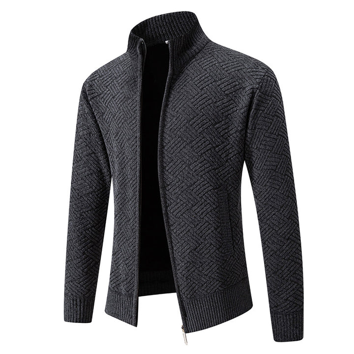 Men's knit jacket with modern plaid pattern Lune London
