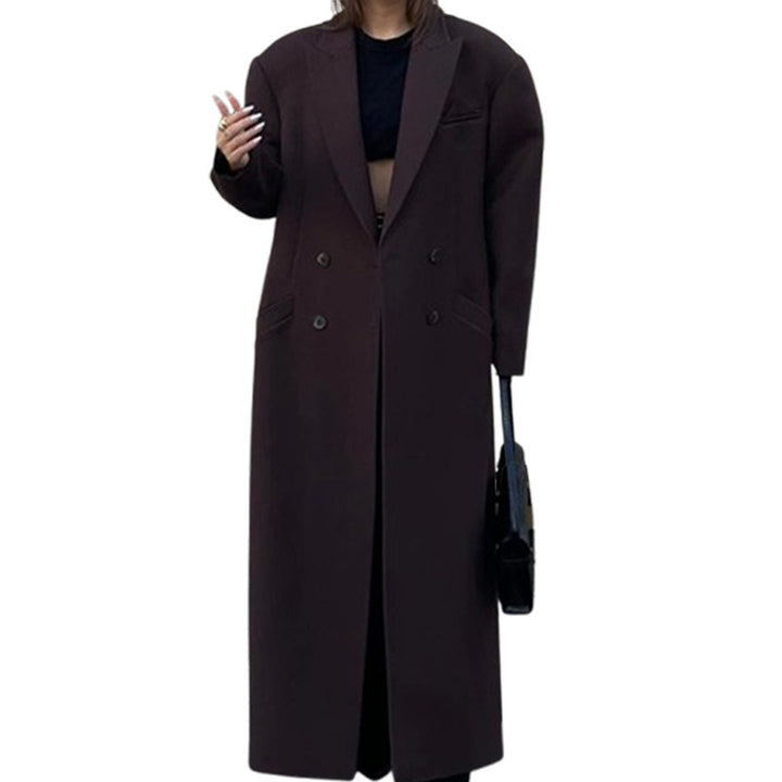 Oversized women’s coat jacket with double row of buttons and wide shoulders Lune London