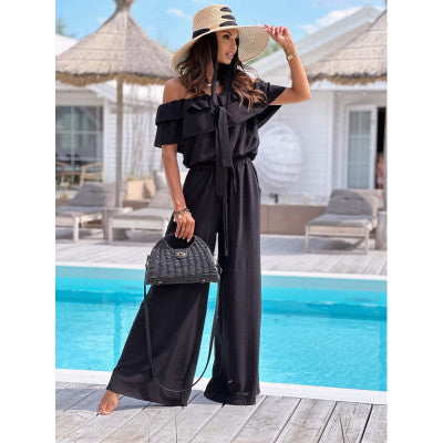Ladies Off-Shoulder Large Couture Jumpsuit Lune London