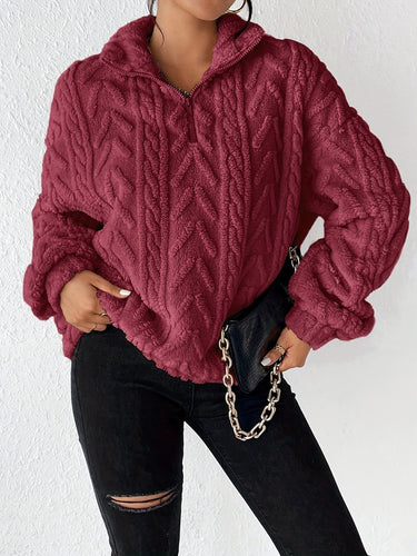 Women's fleece sweater with high collar and structured design Lune London