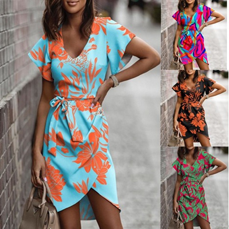 Robe portefeuille femme avec imprimé floral et nœud élégant Chic & Stil