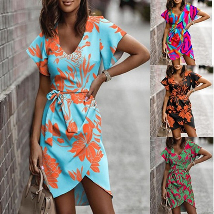 Robe portefeuille femme avec imprimé floral et nœud élégant Chic & Stil