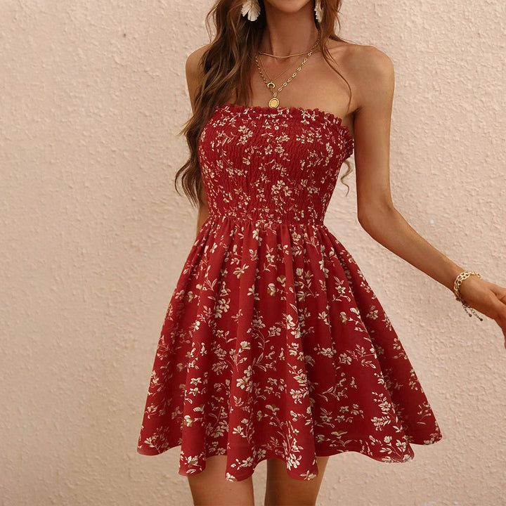 Robe Mini d'été pour Femmes avec Design Floral et Haut Élastique Chic & Stil