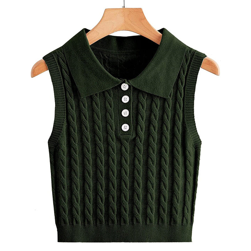Women knitted tank top with Lune London collar