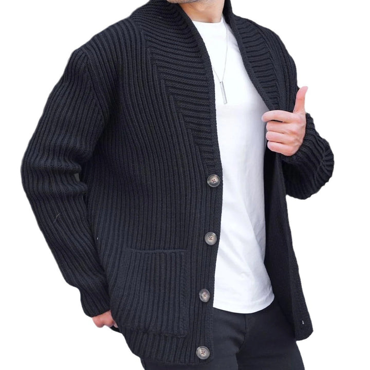Knit jacket for men with plunging neckline and buttons Lune London