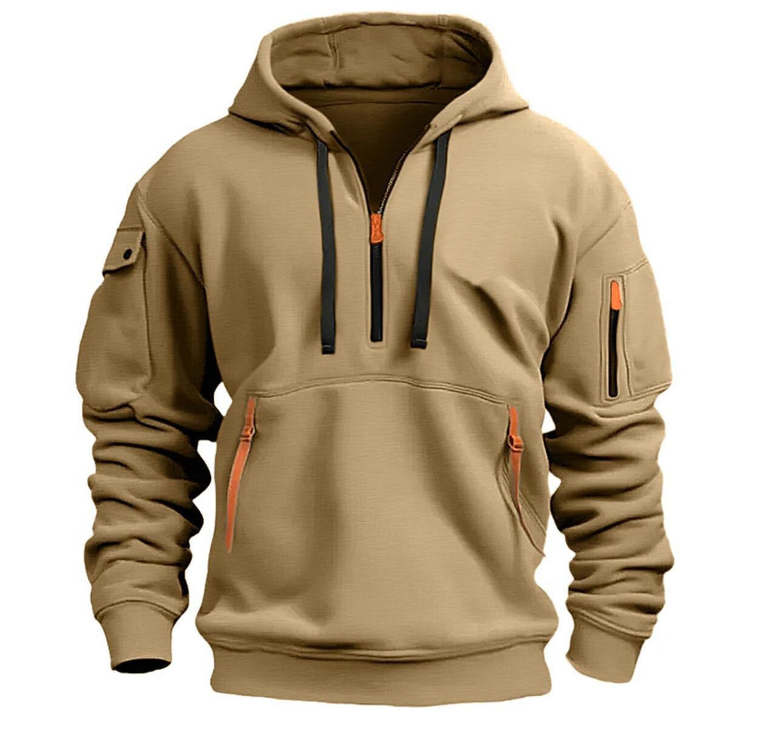Functional hooded jacket for men with practical zippered pockets Lune London