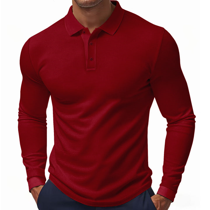 Long sleeve polo for men with textured design Lune London