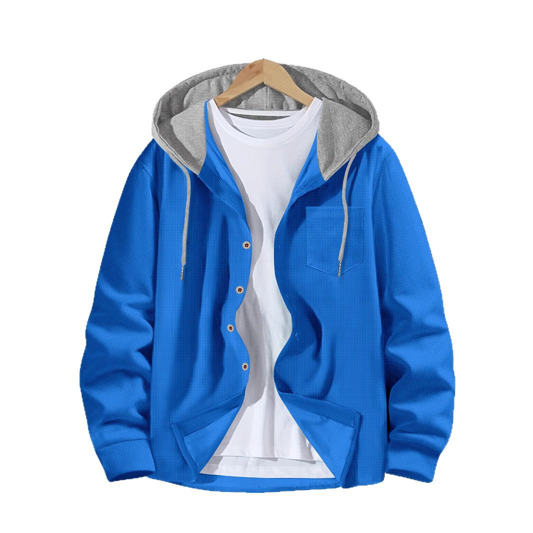 Casual hooded jacket for men with button placket and practical side pockets Lune London