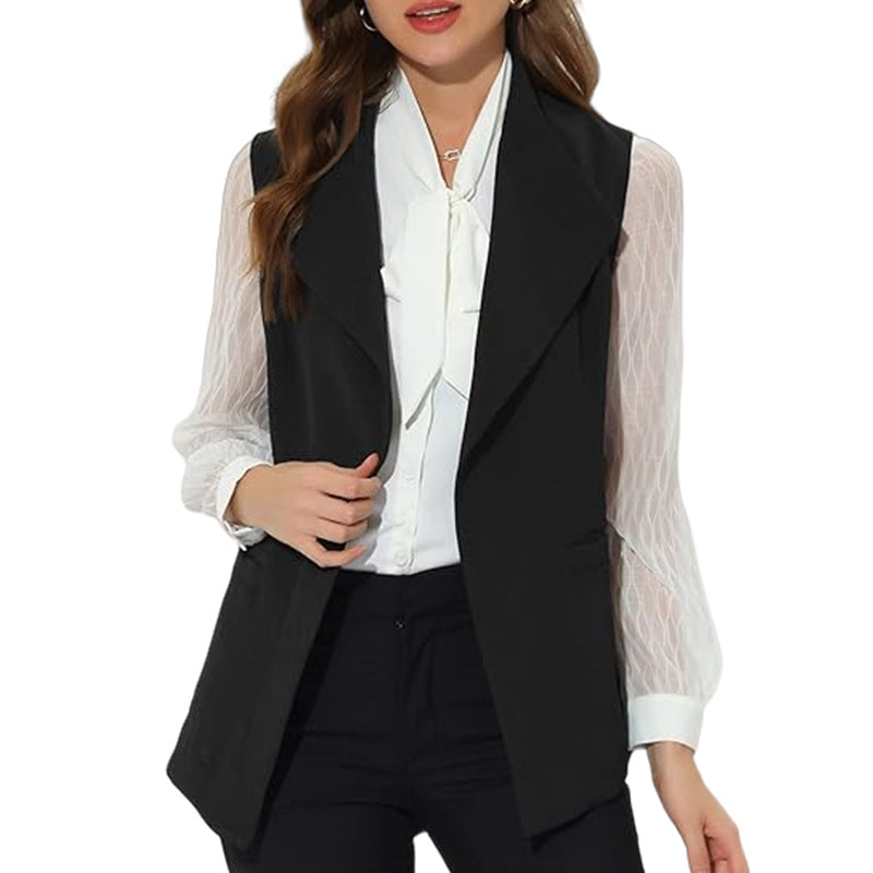 Women elegant fitted vest with beautiful belt accent Lune London