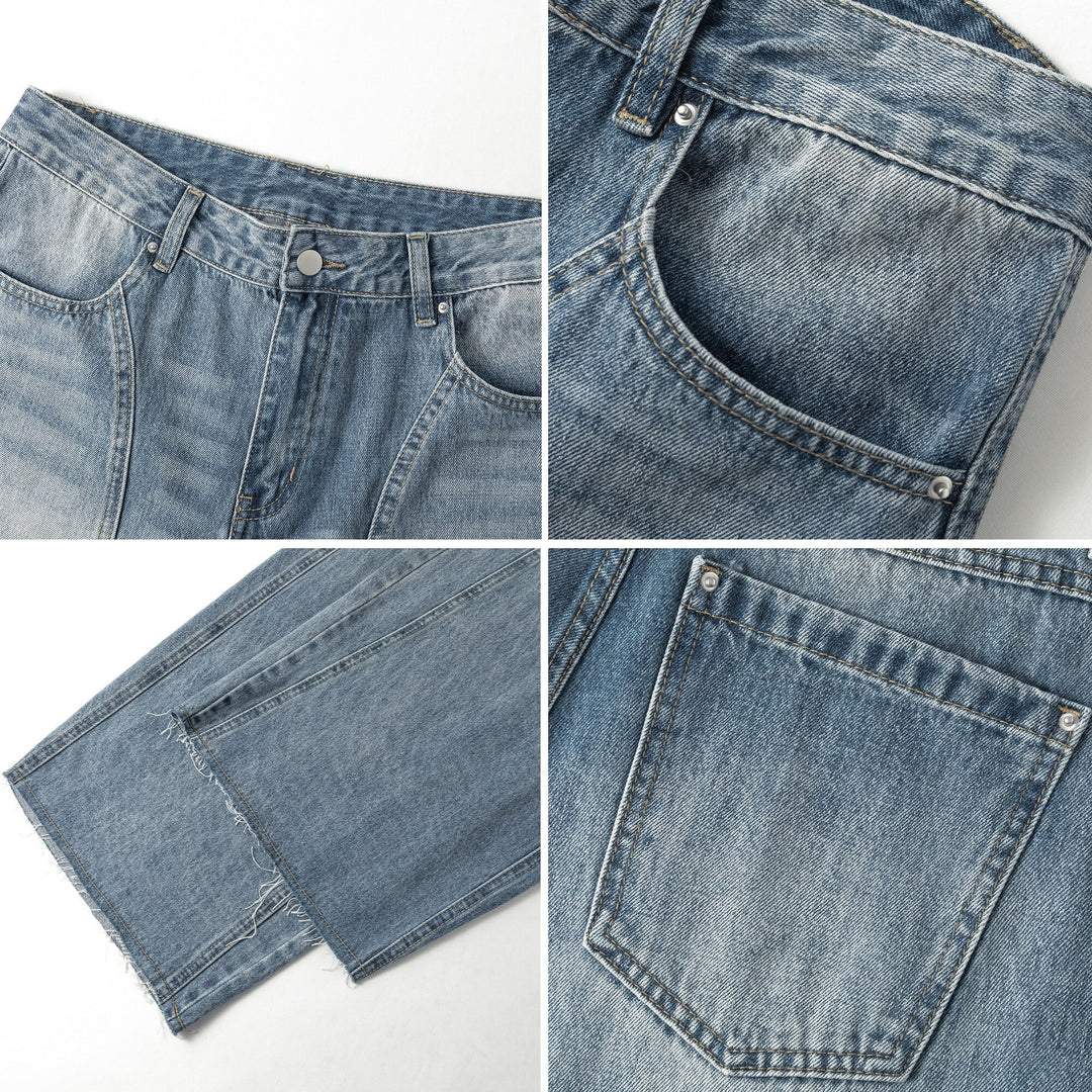 Ladies high-waisted wide jeans with integrated belt Lune London
