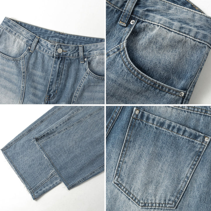 Ladies high-waisted wide jeans with integrated belt Lune London