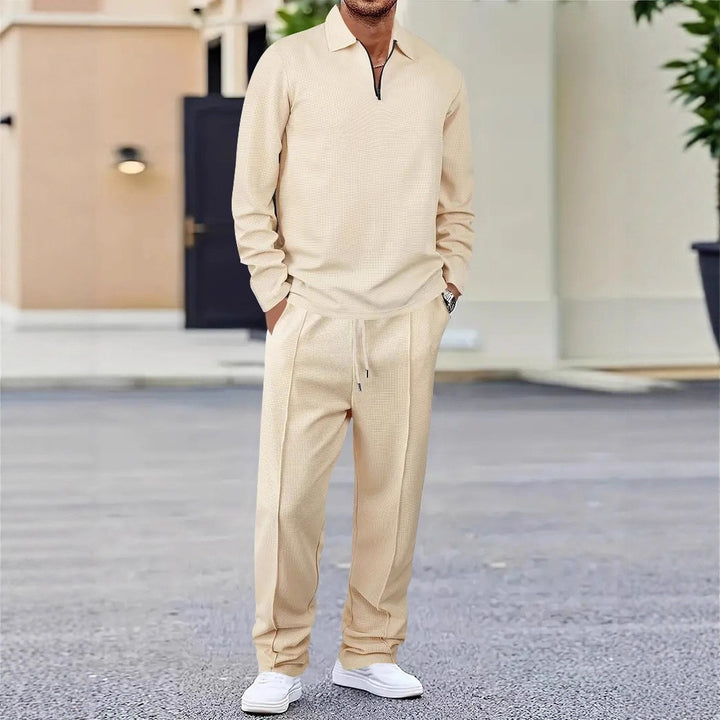 Men's sports hooded top set and stretch pants in breathable structured material Lune London
