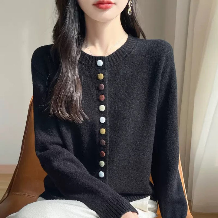 Knitted jacket for women with creative button details and fine material Lune London
