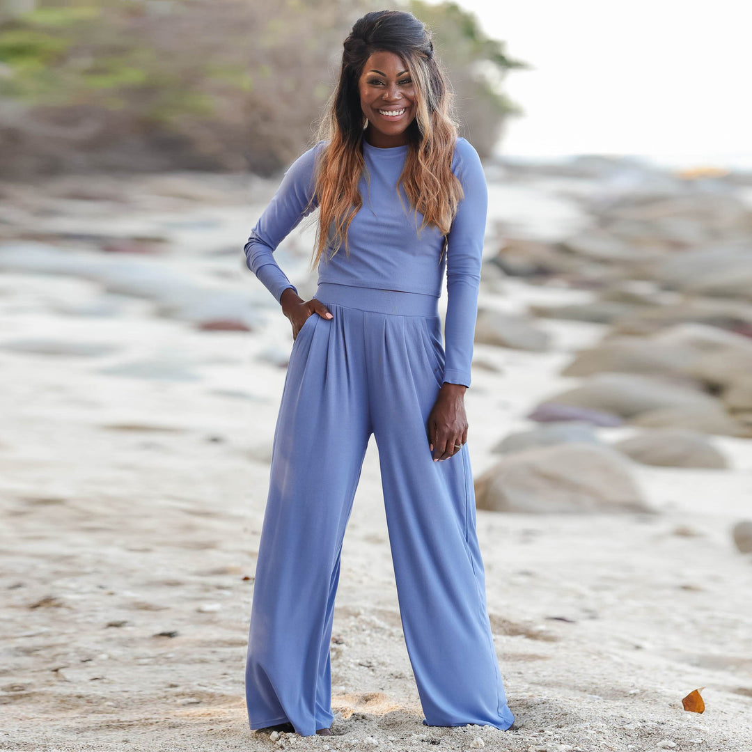 Women's jumpsuit with a wide leg cut and long sleeves Lune London