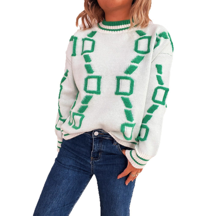 Pull en tricot à motif géométrique et coupe confortable pour femmes Chic & Stil