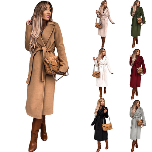 Elegant wool coat for women with a belt and classic lapels Lune London
