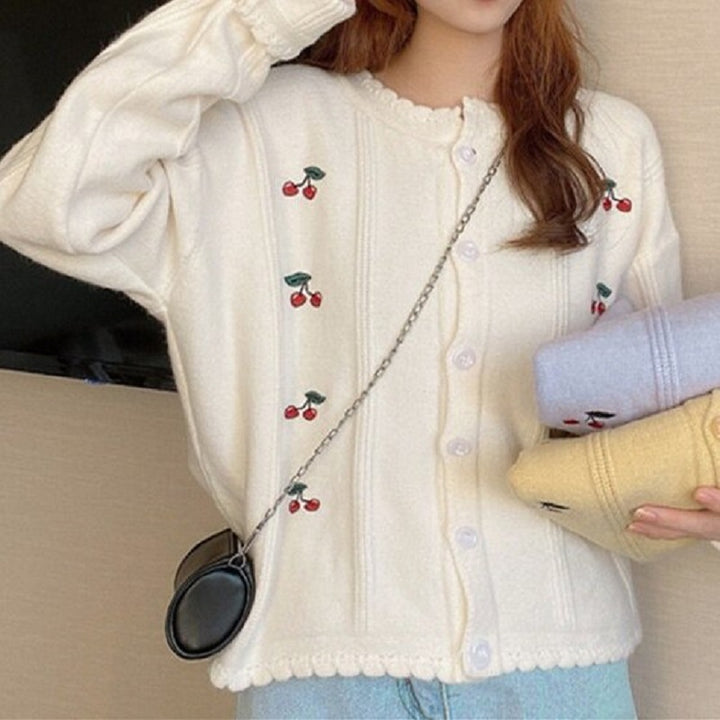 Cardigan for women with floral pattern and button closure Lune London