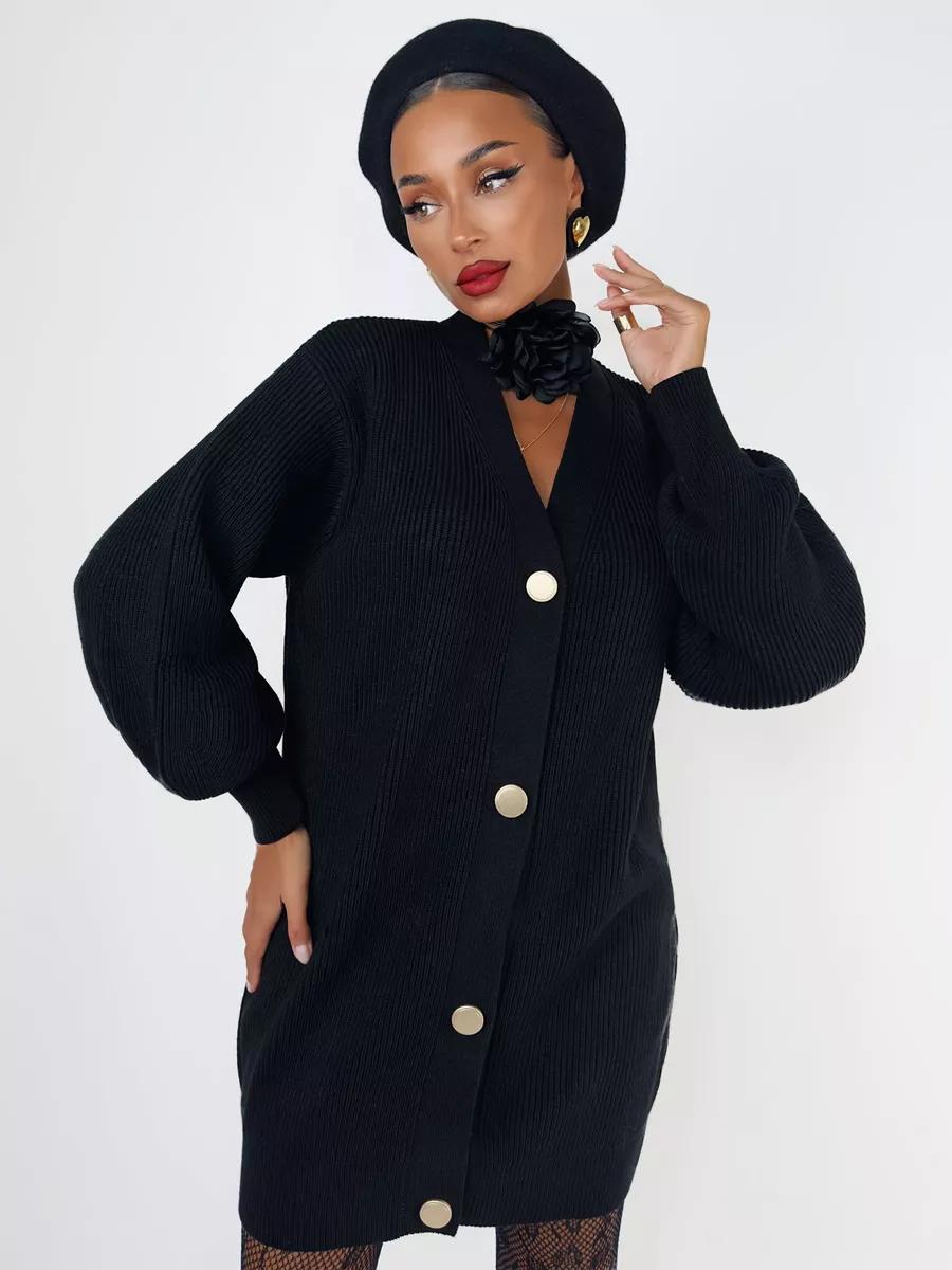 Manteau en tricot pour femmes avec coupe oversize et détails de boutons élégants Chic & Stil