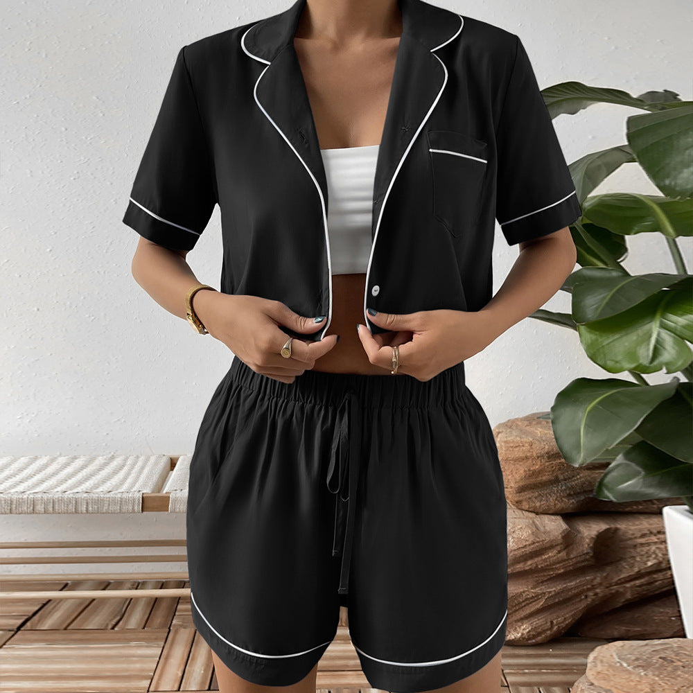 Women casual short sleeve pajama set with elastic waistband Lune London