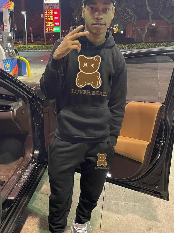 Men's hoodie and jogger set with light bear pattern Lune London