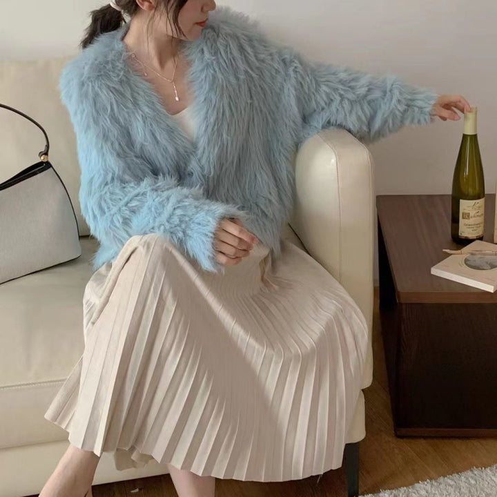 Femme Cardigan Fluffy avec Boutons en Cœur Chic & Stil