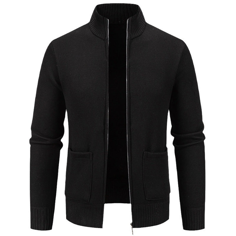 Casual knit jacket for men with high collar and practical pockets Lune London