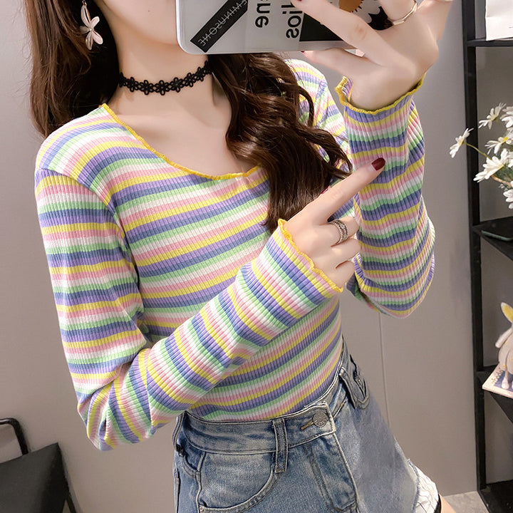 Ladies trendy long-sleeve shirt with fashionable striped pattern Chic & Stil