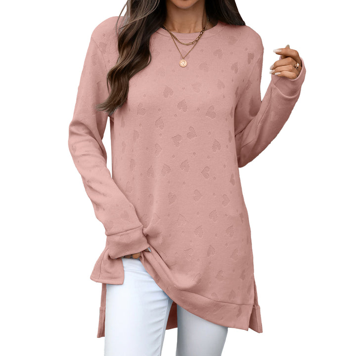 Ladies casual long sleeve tunic with woven pattern Lune London