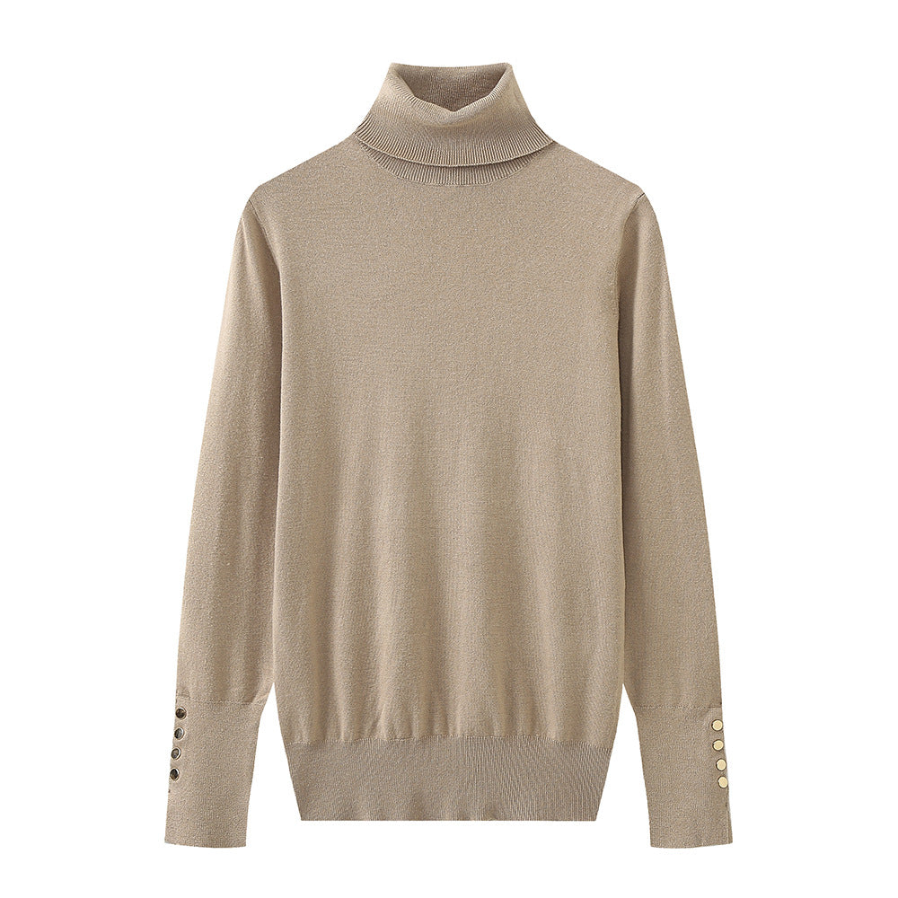 Ladies' turtleneck sweater with elegant button details Lune London