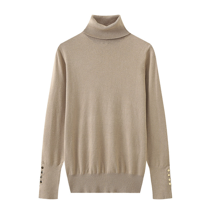 Ladies' turtleneck sweater with elegant button details Lune London