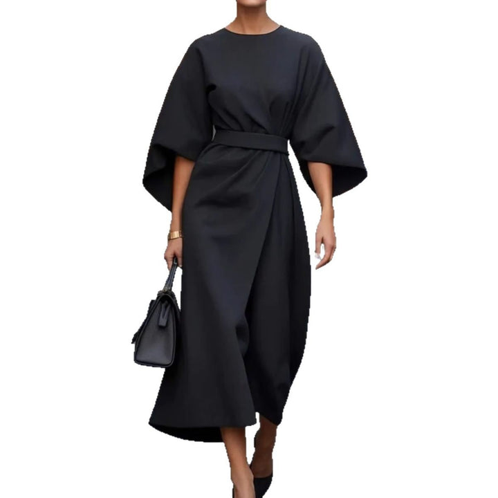 Maxi dress for women with voluminous sleeves and a stylish belt Lune London