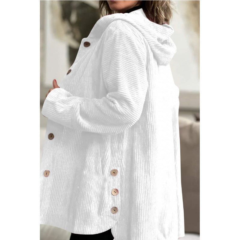 Ladies cozy hooded jacket in fine ribbed fabric Lune London