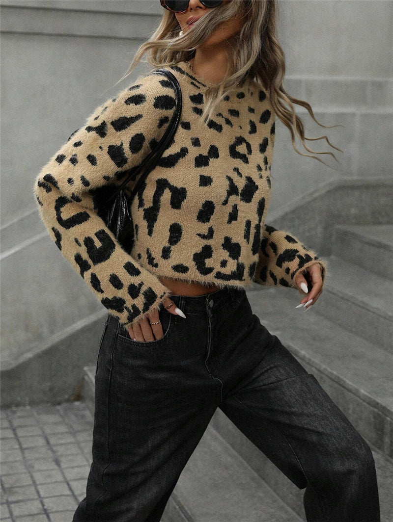 Ladies Soft Wool Sweater in Leopard Lune London