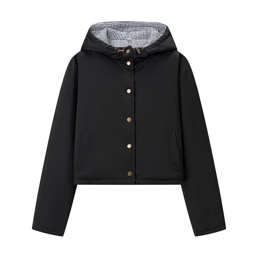 Ladies quilted transitional jacket with practical hood Lune London