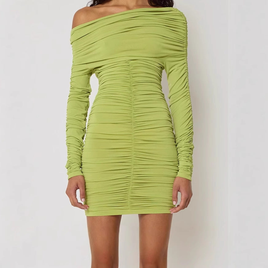 Mini fitted dress for women with ruching Lune London
