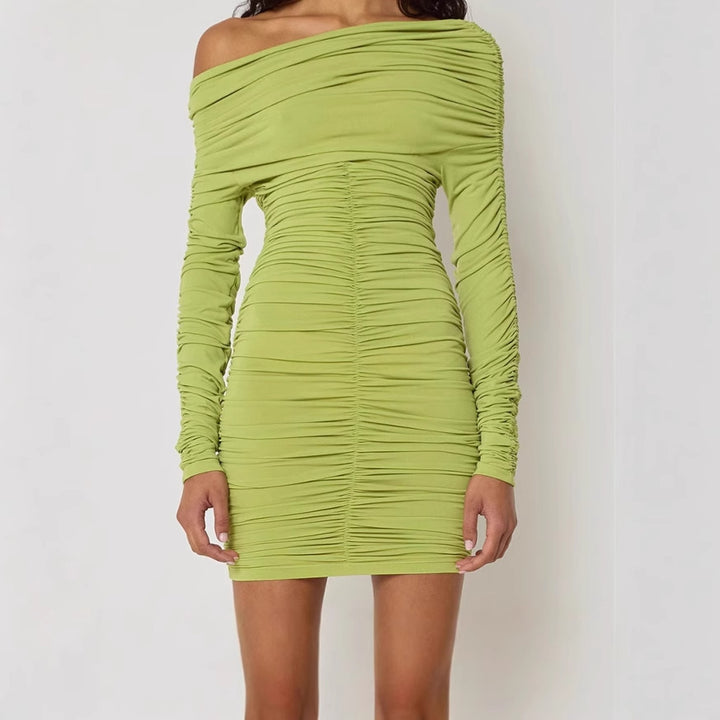 Mini fitted dress for women with ruching Lune London
