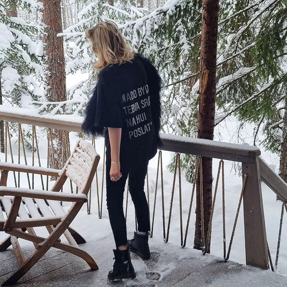 Casual t-shirt for women with sparkling inscription Lune London