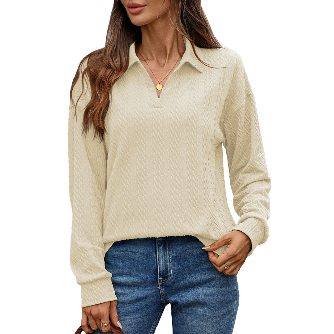 Long sleeve polo shirt for women with structured knitted surface Lune London