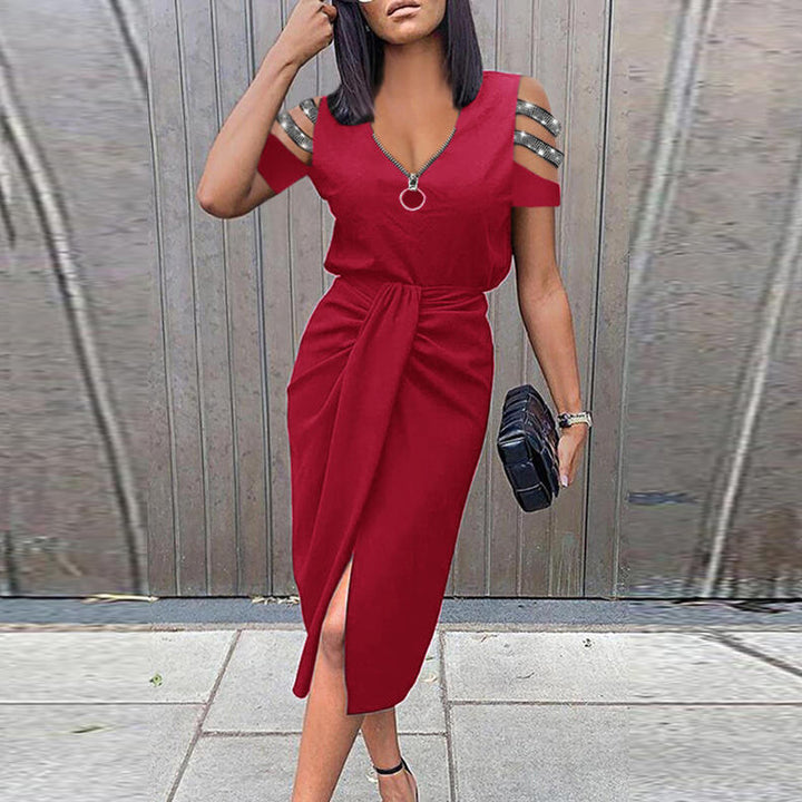 Ladies Elegant wrap dress with trendy cut-out details and shiny embellishments Lune London