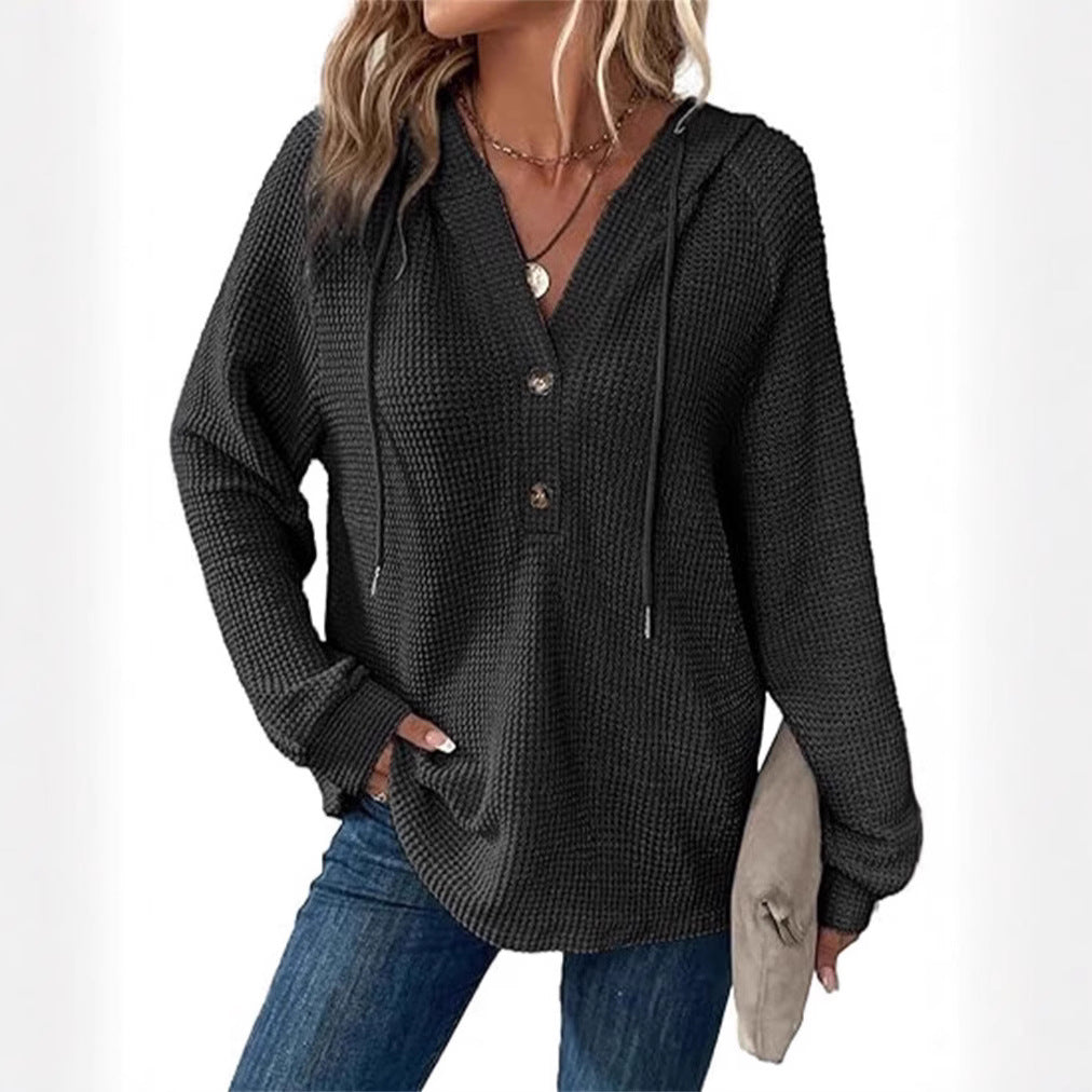 Ladies hooded sweatshirt in waffle texture Lune London