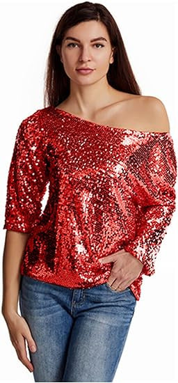 Ladies Sparkling Sequin Blouse Lune London