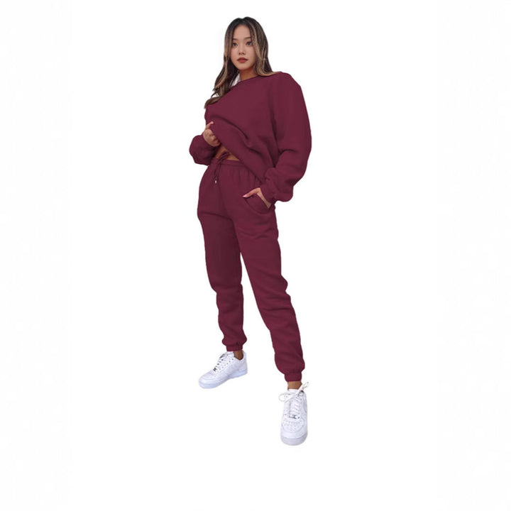 Women’s comfortable tracksuit with modern puff sleeves and elastic waistband Chic & Stil