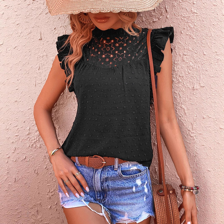 Top pour femme avec des détails en volants et une bordure en dentelle florale Chic & Stil