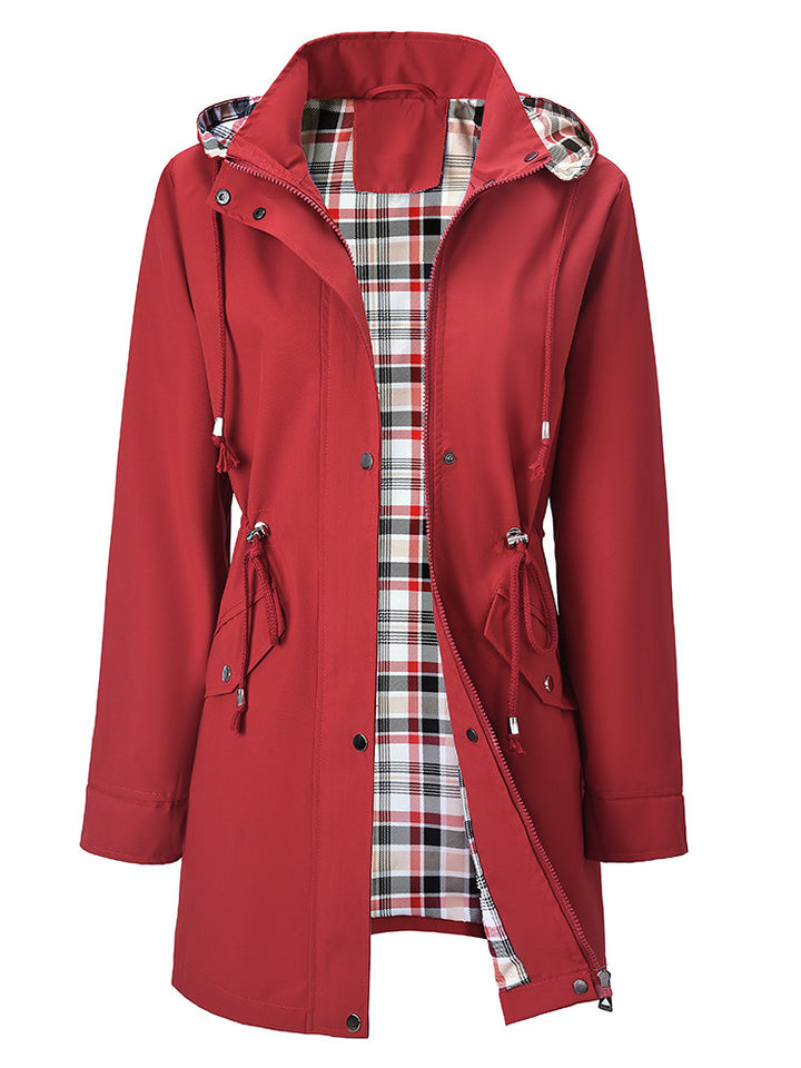 Veste de transition pour femmes avec taille ajustable et motif à carreaux invitant Chic & Stil