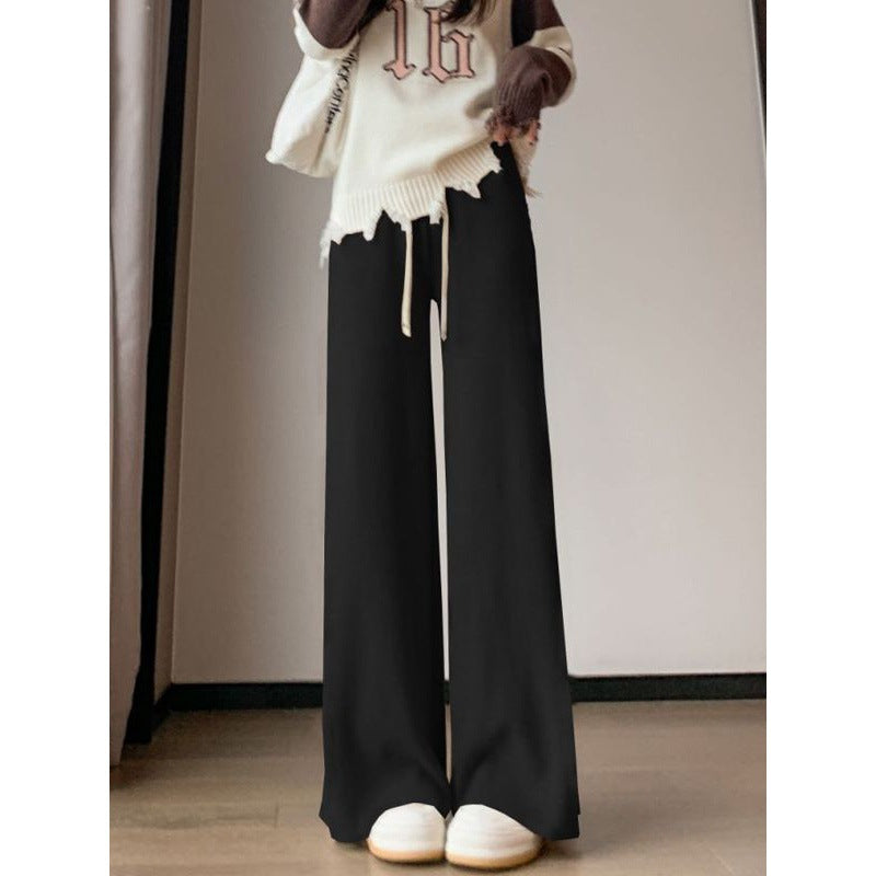 Pantalons de loisirs taille haute pour femmes avec coupe large et texture côtelée Chic & Stil