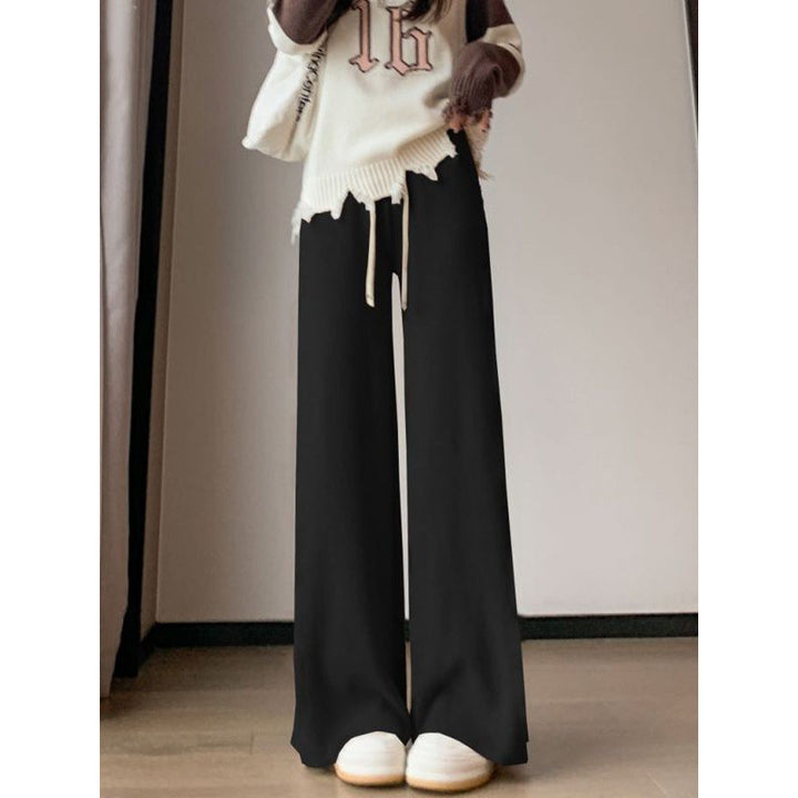 Pantalons de loisirs taille haute pour femmes avec coupe large et texture côtelée Chic & Stil
